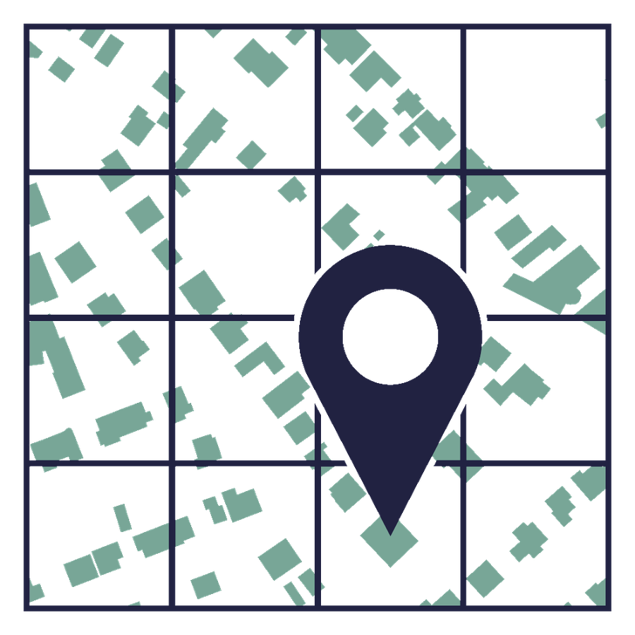 Map illustration with a location marker representing smart building mapping