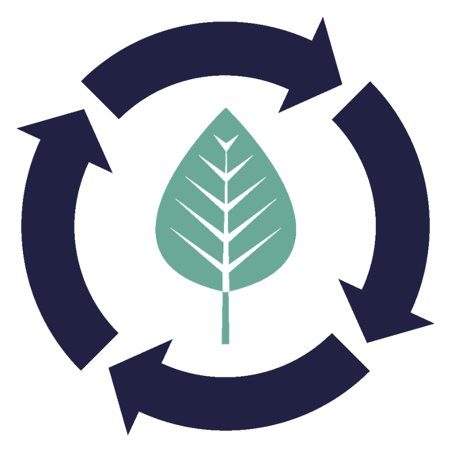 Illustration of a leaf surrounded by circular arrows